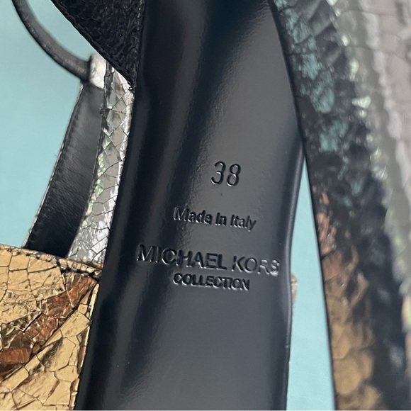 Michael Kors Strappy Platform Heel - Black Gold and Silver - Picture 8 of 9